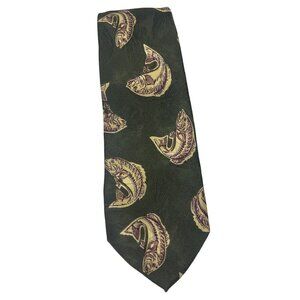 Boss Hugo Boss Green 100 % All Silk Green Fish Neck Tie Men's 3.5" x 61"